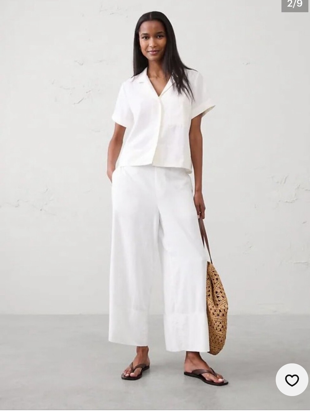 AEXAE 100% Linen White Wide-Leg Cropped Trousers for Women